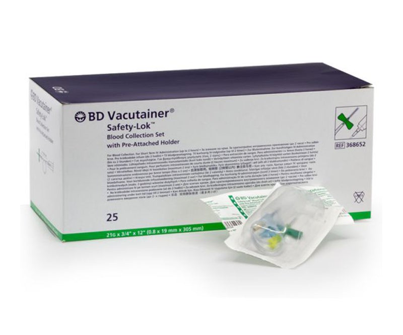 18CM VENPRØVESETT BD SAFETY-LOK GRØNN 0.8MMx19MM